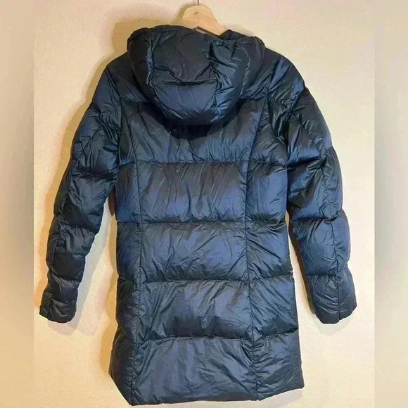 Eddie Bauer peacock blue down parka with hood 550 fill S winter - Picture 4 of 5